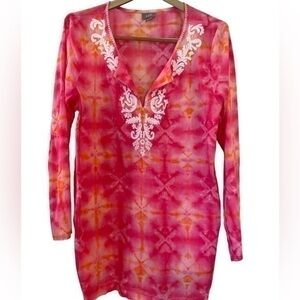 J. Jill tie dye embroidered swim coveup bohemian style in size l…